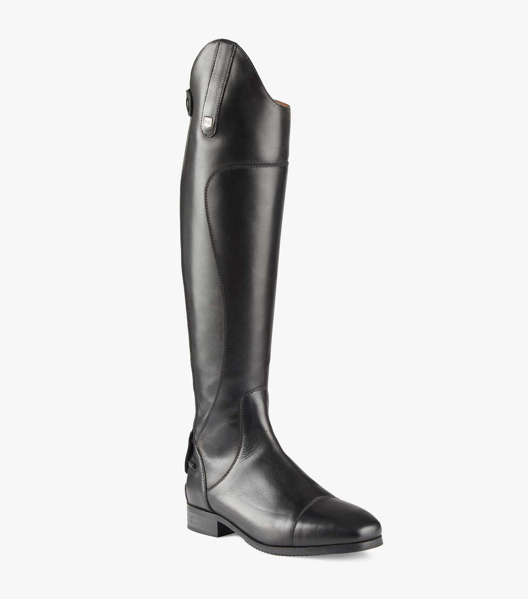 Ladies black cheap leather dress boots