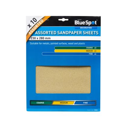 10pce Assorted Sandpaper Sheets