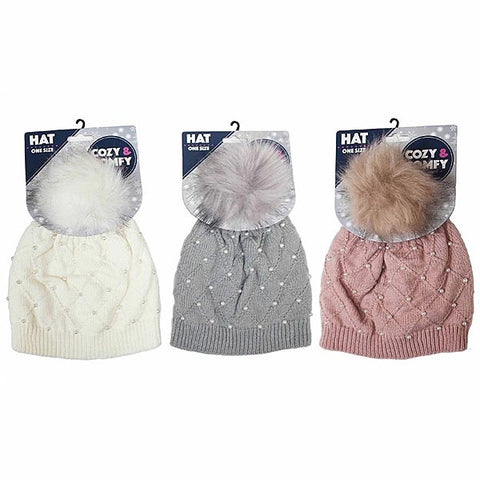Cozy Hats with Pom and Pearls