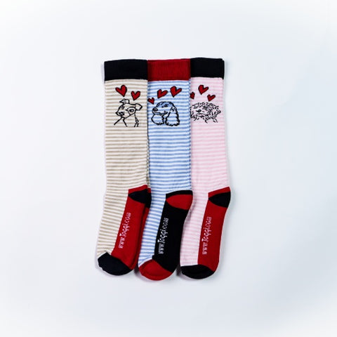 Toggi Ladies Socks - Dogs & Hearts Design